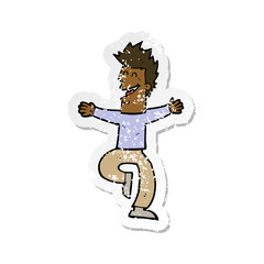 retro distressed sticker of a cartoon laughing man