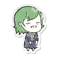 distressed sticker of a cartoon undead vampire girl