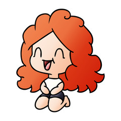gradient cartoon cute kawaii happy girl