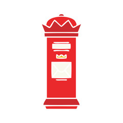 flat color retro cartoon british post box