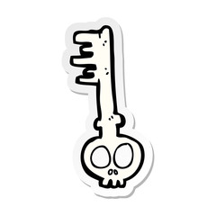 sticker of a cartoon spooky key