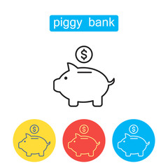 Piggy bank and dollar coin icon.