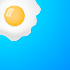Fried Egg with Blue background, Breakfast Food theme vector illustration