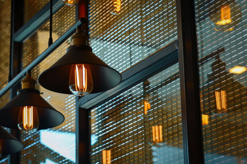 vintage light lamp interior in cafe