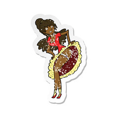 retro distressed sticker of a cartoon flamenco dancer