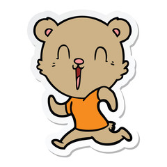 Obraz na płótnie Canvas sticker of a happy cartoon bear running