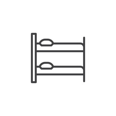 Bunk bed line icon. linear style sign for mobile concept and web design. Hostel room double bed outline vector icon. Symbol, logo illustration. Pixel perfect vector graphics