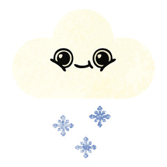 retro illustration style cartoon snow cloud