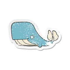 retro distressed sticker of a cartoon happy whale