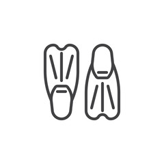 Swimming flippers line icon. linear style sign for mobile concept and web design. Pair of diving fins for swimming outline vector icon. Symbol, logo illustration. Pixel perfect vector graphics