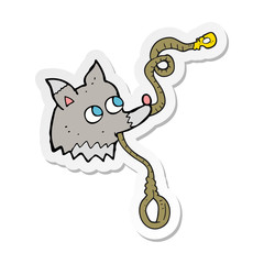 sticker of a cartoon dog with leash