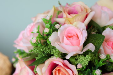 beautiful pink rose flower artificial bouquet