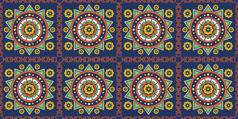 Mexican ornament, seamless background, pattern, colorful decor in ethnic style.