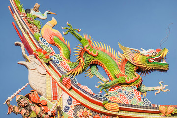 Dragon sculpture art architecture buddhist artwork spectacular on china temple roof