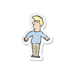 retro distressed sticker of a cartoon surprised man
