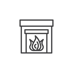 Burning fireplace line icon. linear style sign for mobile concept and web design. Classic fireplace outline vector icon. Symbol, logo illustration. Pixel perfect vector graphics