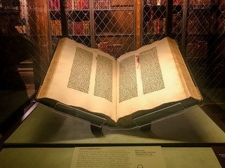 Gutenburg Bible on display in the Morgan Library 