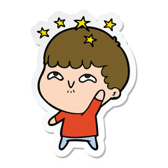 Obraz premium sticker of a cartoon amazed boy