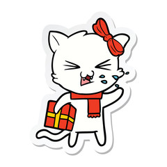 sticker of a cartoon cat