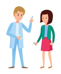 Girl passage of medical procedures, diagnostics of doctor, treatment medication.