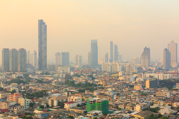 Fototapeta premium Bangkok city buildings cityscape Modern buildings and high towers in Bangkok downtown.