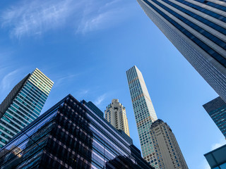 Fototapeta na wymiar New York Skyscrapers against a blue sky