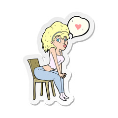 sticker of a cartoon woman with love heart