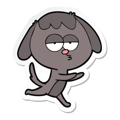 sticker of a cartoon bored dog running