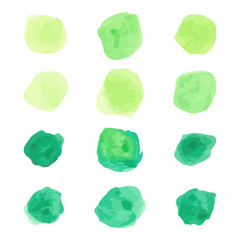 set of watercolor pastel green round brushes