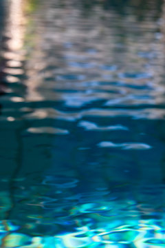 Blurred ripple water in swimming pool, Abstract bokeh background, Sun reflection