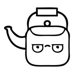 line drawing cartoon kettle