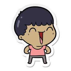 sticker of a cartoon happy man