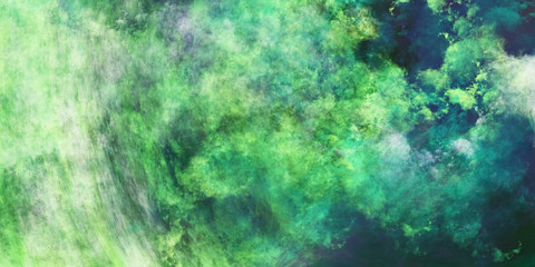 Fototapeta na wymiar Abstract blue and green fantastic clouds. Colorful fractal background. Digital art. 3d rendering.