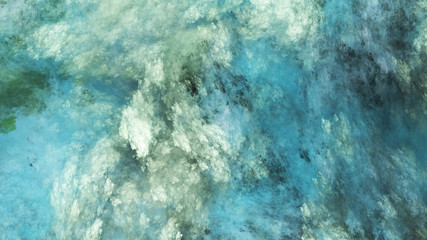 Abstract surreal blue and green clouds. Expressive brush strokes. Fractal background. 3d rendering.