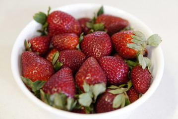 delicious strawberrys seasonal red fruits freshly cut on granite table