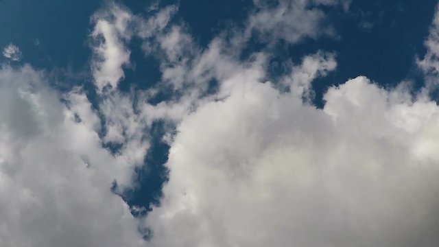 Time Lapse Of White Clouds Directly Overhead In Blue Sky Swirling Turning Gray