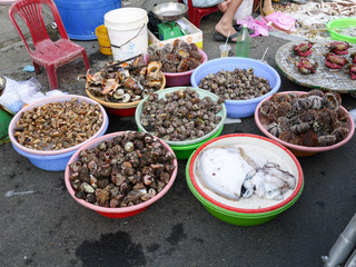 India 's daily evening fresh seafood market