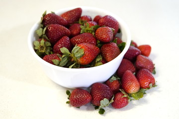delicious strawberrys seasonal red fruits freshly cut on granite table