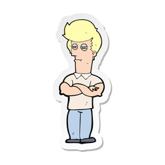 Obraz premium sticker of a cartoon man with folded arms