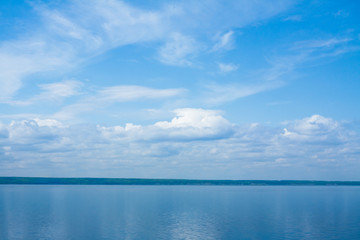 Clouds reflected in the water.