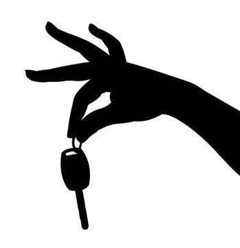 hand holding key silhouette vector