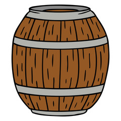 cartoon doodle of a wooden barrel