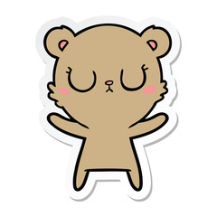 sticker of a peaceful cartoon bear