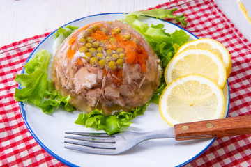tasty aspic with pork knuckle and pork legs