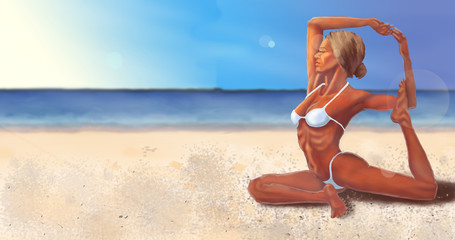 Fototapeta na wymiar young woman on the beach