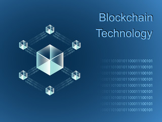 Blockchain line icon logo concept