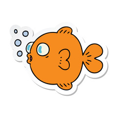 sticker of a quirky hand drawn cartoon fish