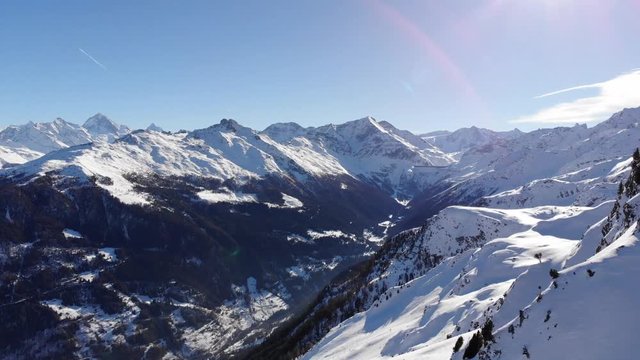 AERIAL: Snow Mountains Swiss Alps 4K