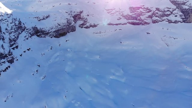 AERIAL: Snow Mountains Swiss Alps 4K