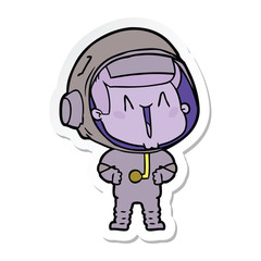 sticker of a happy cartoon astronaut